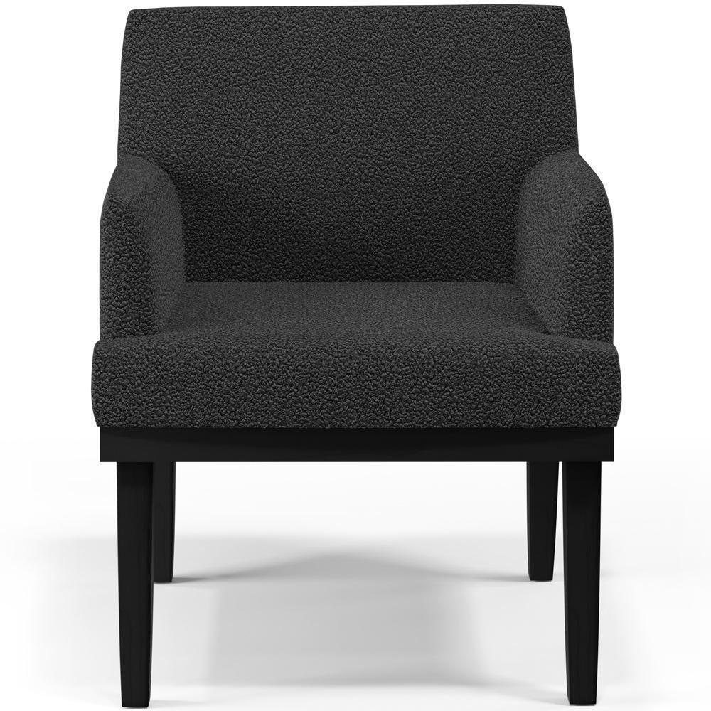 Kit 03 Poltronas Decorativas Sala De Estar Base Preto Beatriz W01 Bouclê Preto - 8