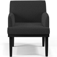 Kit 03 Poltronas Decorativas Sala De Estar Base Preto Beatriz W01 Bouclê Preto - 8