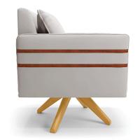 Kit 02 Poltronas Veludo Cinza Base De Madeira Ma30 - 6