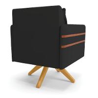 Kit 02 Poltronas Veludo Preto Base De Madeira Ma30 - 5