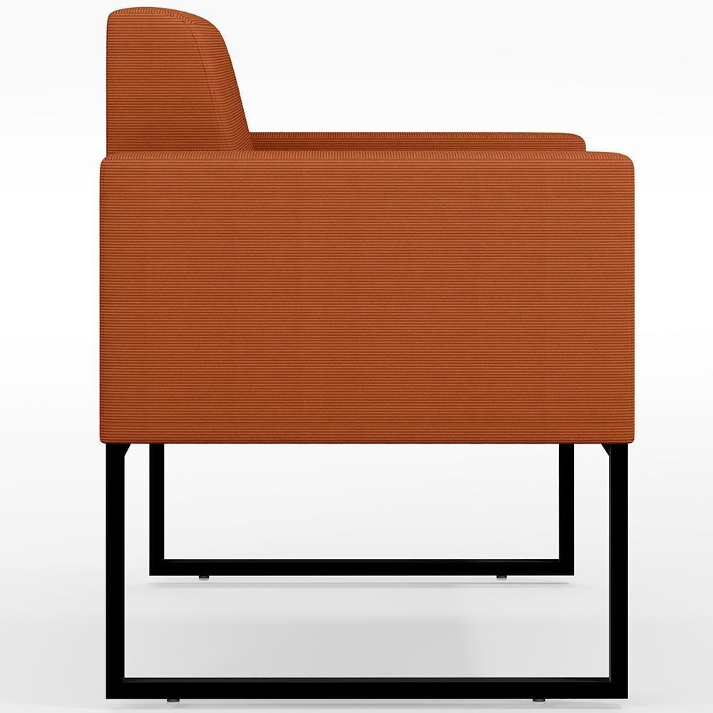 Kit 03 Poltronas Decorativas Sala Base Fixa Metal Helô L02 Tecido Terracota - 4