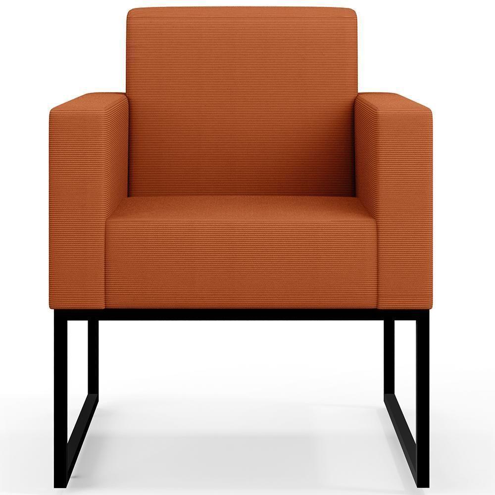 Kit 03 Poltronas Decorativas Sala Base Fixa Metal Helô L02 Tecido Terracota - 8