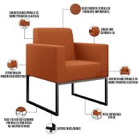 Kit 03 Poltronas Decorativas Sala Base Fixa Metal Helô L02 Tecido Terracota - 6