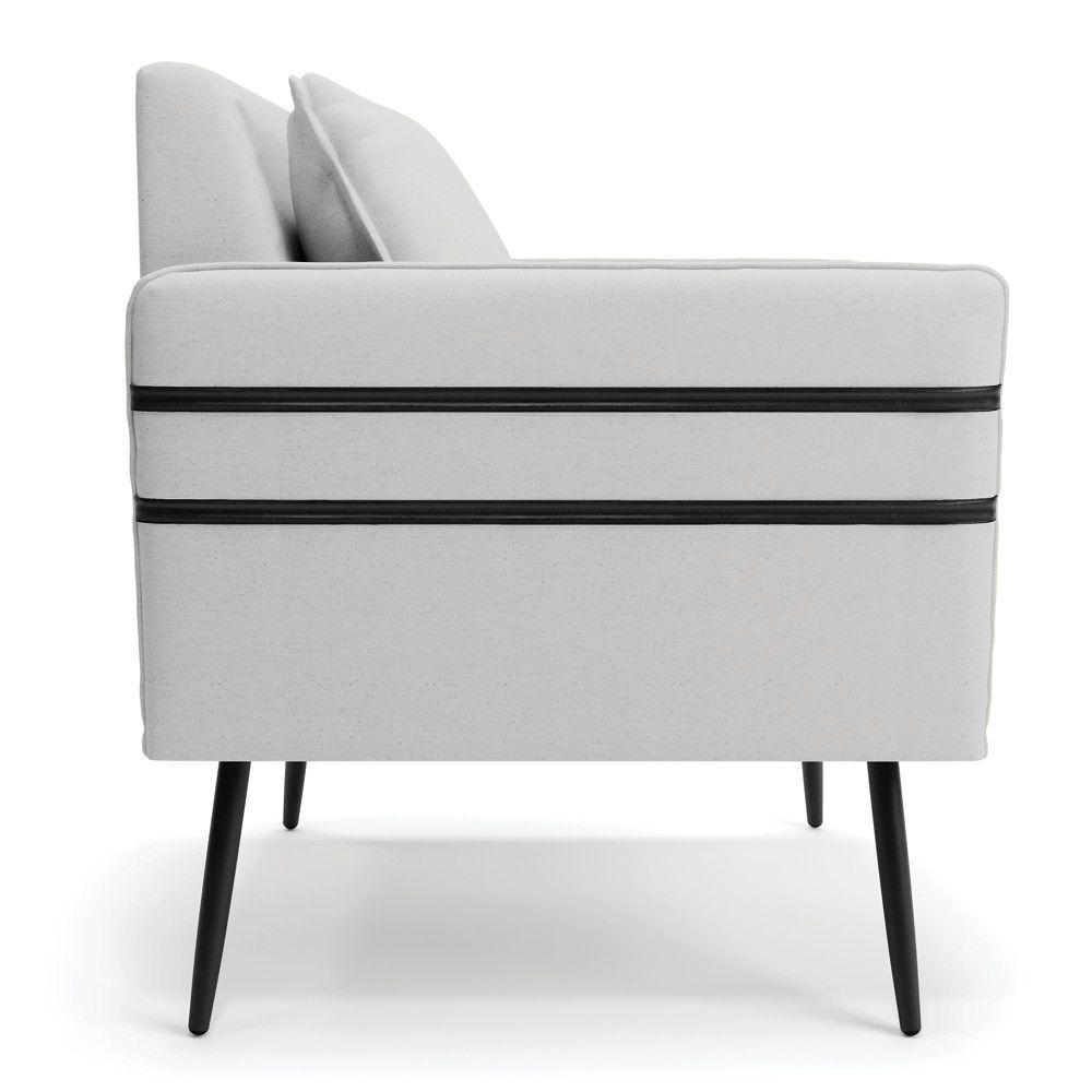 Kit 02 Poltronas Linho Pés Palito De Ferro Preto A05 Cinza - 7