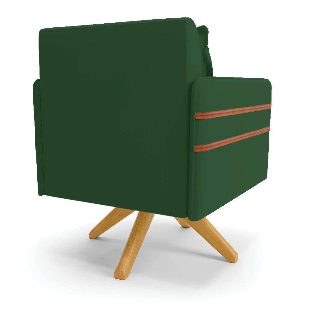 Kit 02 Poltronas Veludo Base De Madeira Ma30 Verde - 4
