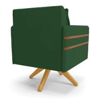 Kit 02 Poltronas Veludo Base De Madeira Ma30 Verde