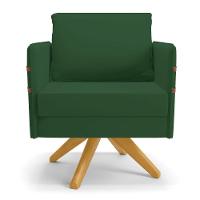 Kit 02 Poltronas Veludo Base De Madeira Ma30 Verde - 6