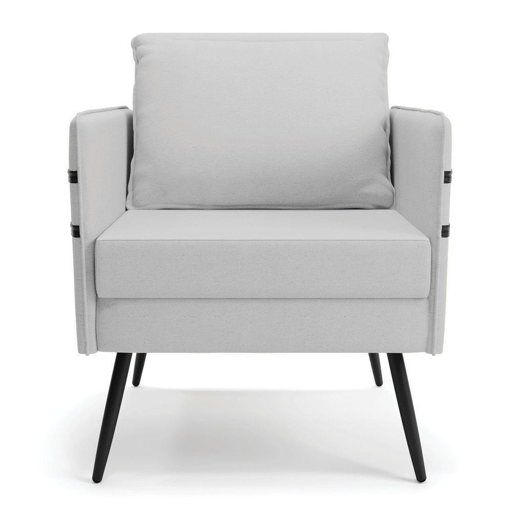 Kit 02 Poltronas Linho Cinza A05 Pés Palito De Ferro Preto - 8