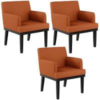 Kit 03 Poltronas Decorativas Sala De Estar Base Preto Beatriz W01 Tecido Terracota - 1