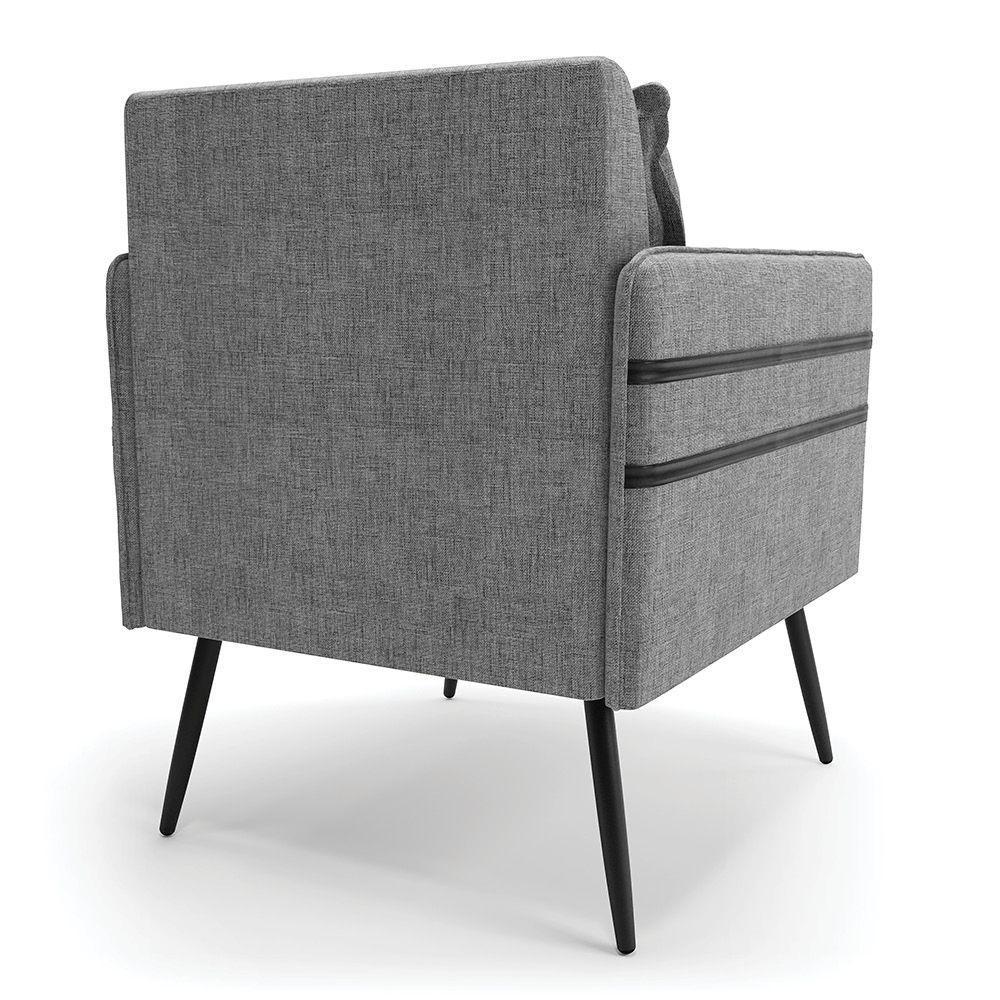 Kit 02 Poltronas Linho Pés Palito De Ferro Preto A26 Grafite - 6