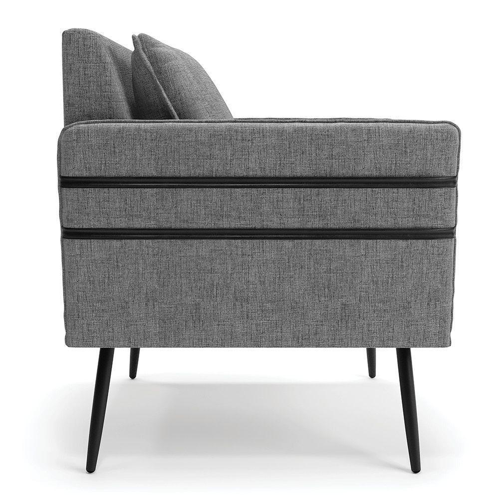 Kit 02 Poltronas Linho Pés Palito De Ferro Preto A26 Grafite - 7