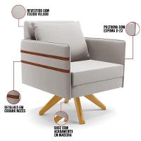 Kit 02 Poltronas Veludo Base De Madeira Ma30 Cinza