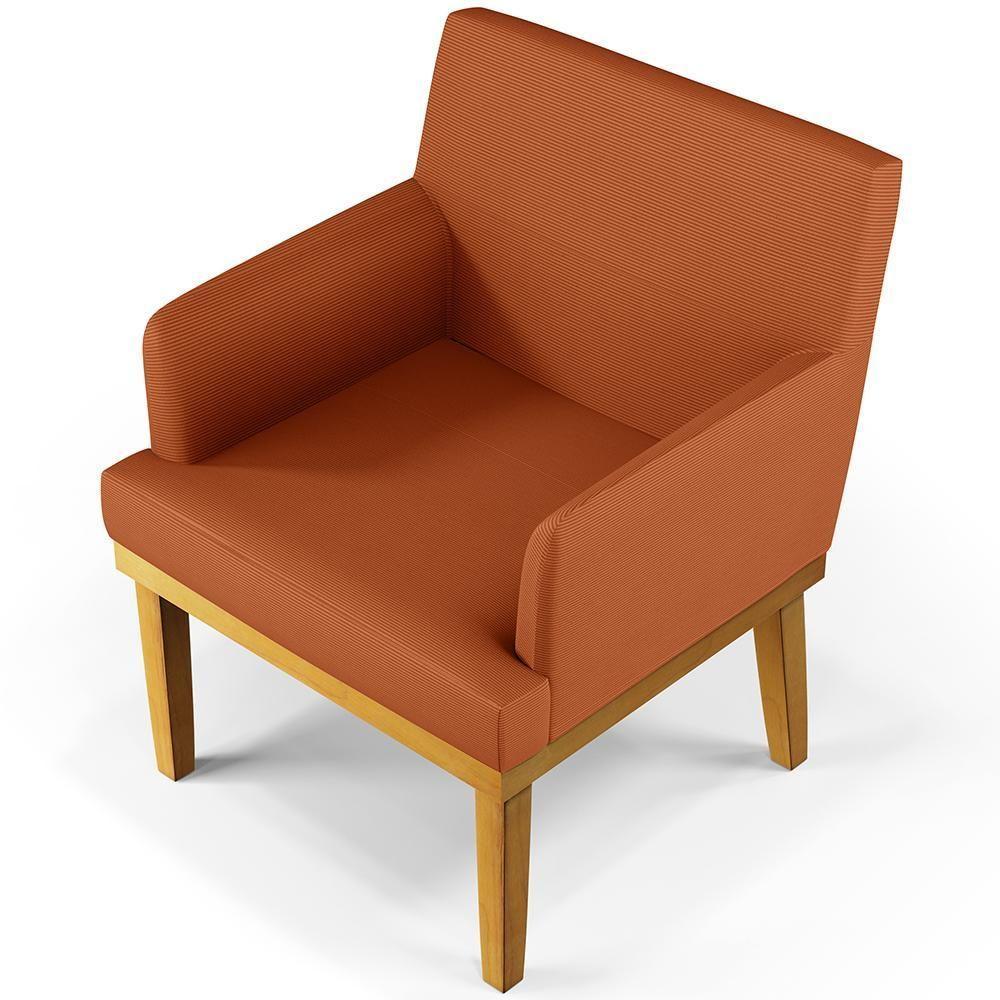 Kit 03 Poltronas Decorativas Sala De Estar Beatriz Base Mel W01 Tecido Terracota - 2