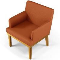 Kit 03 Poltronas Decorativas Sala De Estar Beatriz Base Mel W01 Tecido Terracota - 2