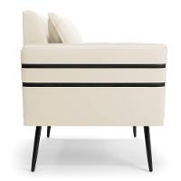 Kit 02 Poltronas Mari Veludo Pés Palito De Ferro Preto Bege - 9