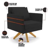 Kit 02 Poltronas Veludo Base De Madeira Ma30 Preto