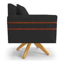 Kit 02 Poltronas Veludo Base De Madeira Ma30 Preto - 6