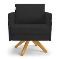 Kit 02 Poltronas Veludo Base De Madeira Ma30 Preto - 7