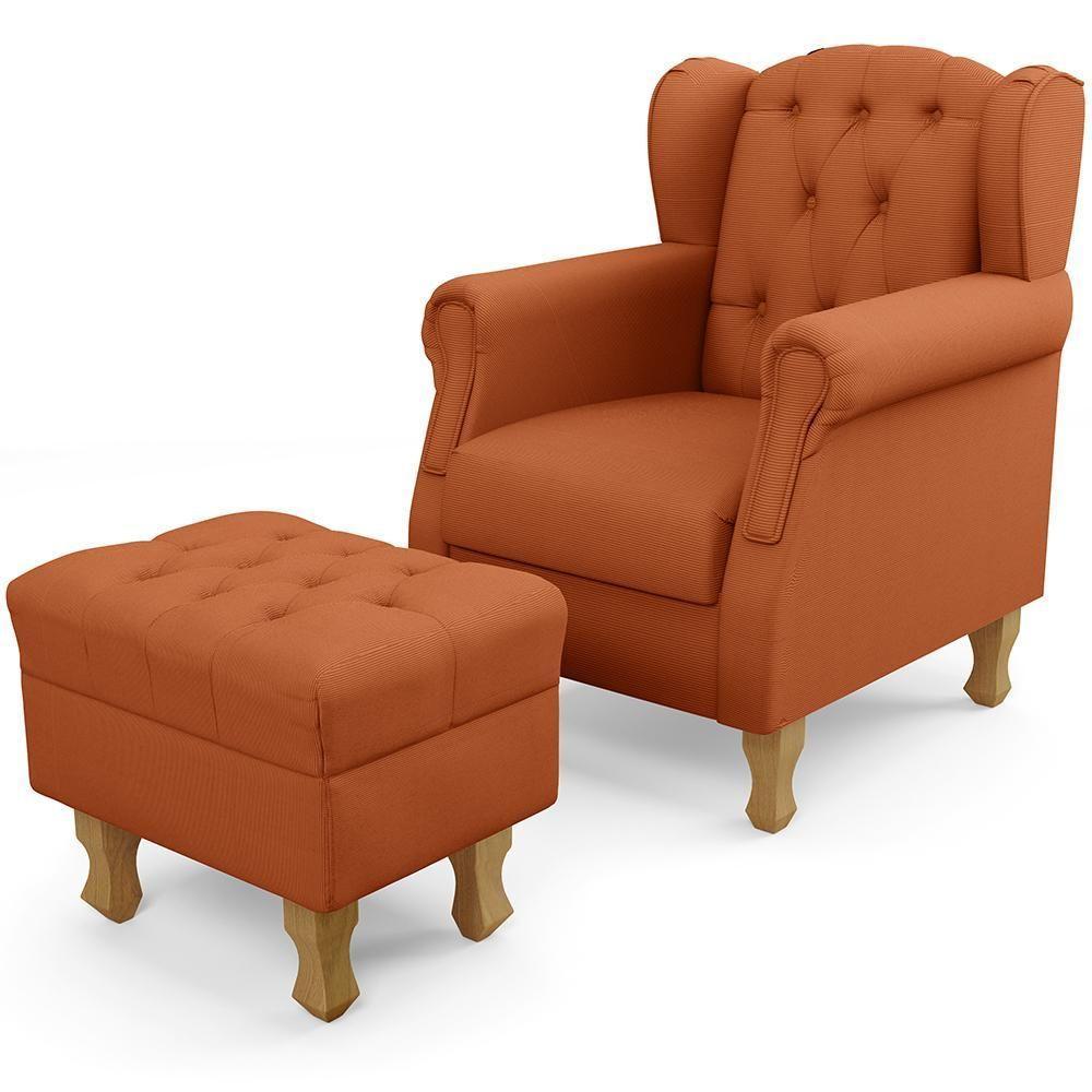 Poltrona De Amamentação Yara P02 Com Puff Paris L02 Tecido Terracota - 1