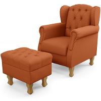 Poltrona De Amamentação Yara P02 Com Puff Paris L02 Tecido Terracota - 1