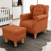 Poltrona De Amamentação Yara P02 Com Puff Paris L02 Tecido Terracota - 7