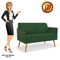 Namoradeira 02 Lugares Mari Veludo Verde Pés Palito Castanho - 3