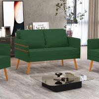 Namoradeira 02 Lugares Mari Veludo Verde Pés Palito Castanho - 8