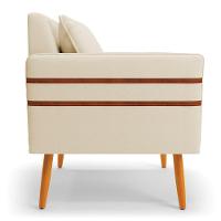 Poltrona Mari Linho Bege A19 Pés Palito Castanho - D'rossi - 6