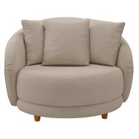 Poltrona Decorativa Para Sala De Estar Fixa Pés Madeira Witta M03 Linho Cru - 7