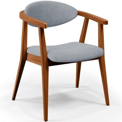 Poltrona Decorativa Para Sala De Estar Jantar Cecília L02 Suede Cinza