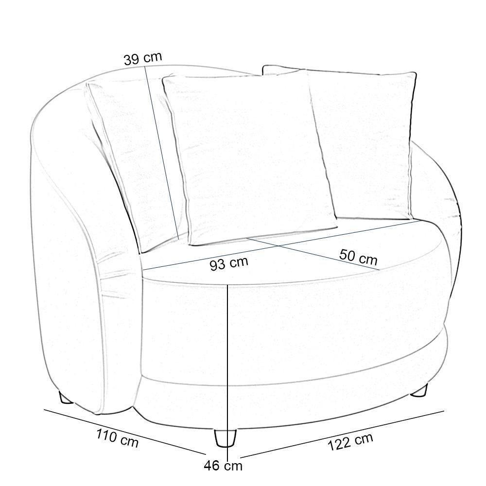 Poltrona Decorativa Para Sala De Estar Fixa Pés Madeira Witta M03 Bouclê Branco - 2