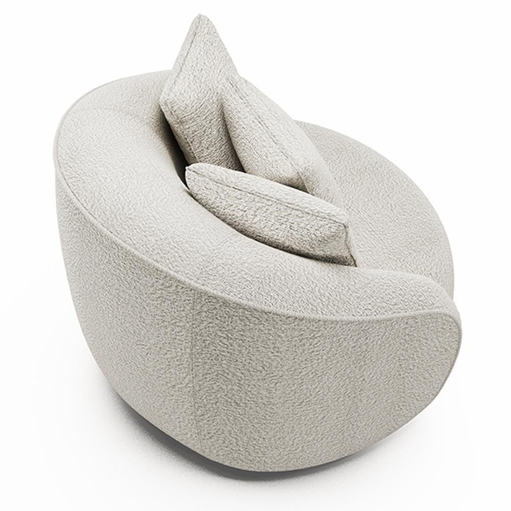 Poltrona Decorativa Para Sala De Estar Fixa Pés Madeira Witta M03 Bouclê Branco - 6