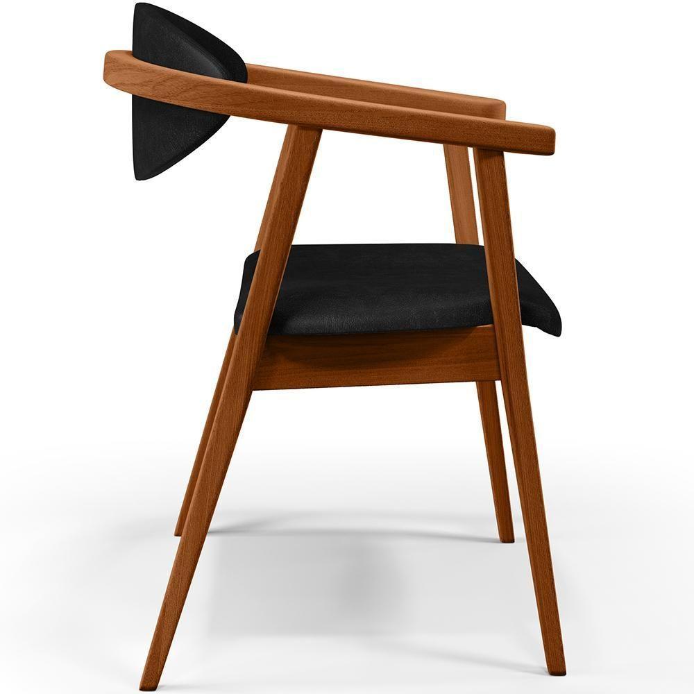 Poltrona Decorativa Para Sala De Estar Jantar Cecília L02 Couríssimo Preto - 3