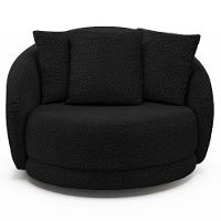 Poltrona Decorativa Para Sala De Estar Base Giratória Witta M03 Bouclê Preto - 2