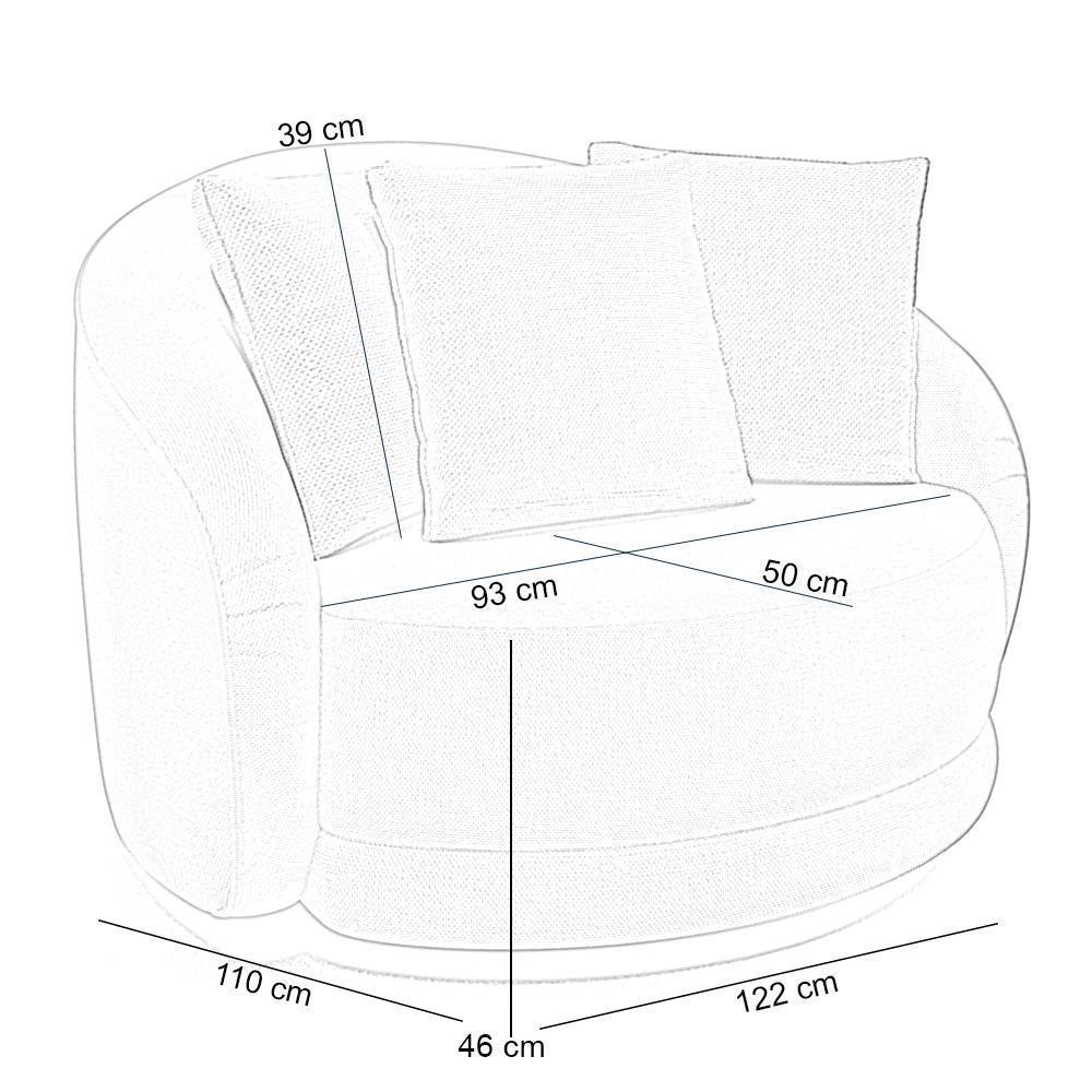 Poltrona Decorativa Para Sala De Estar Base Giratória Witta M03 Bouclê Bege Claro - 5