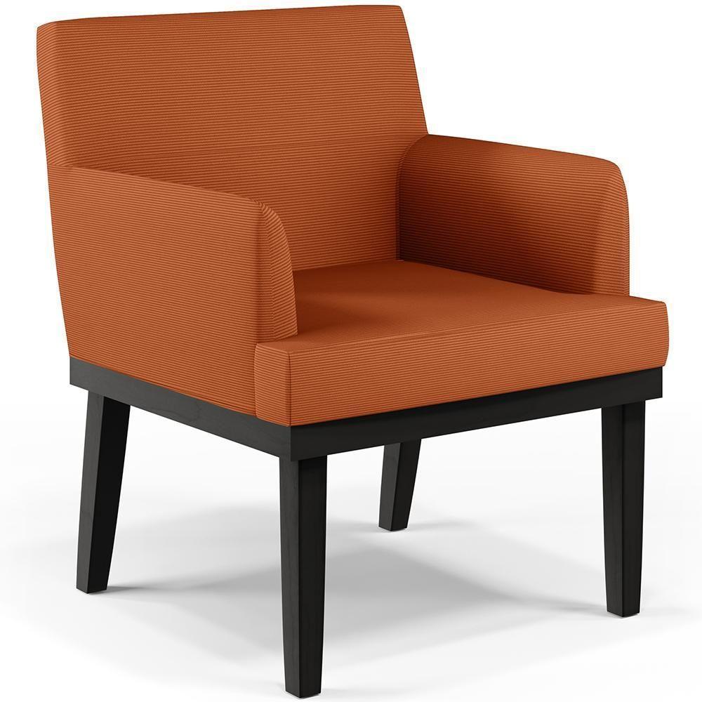 Poltrona Decorativa Para Sala De Estar Base Preto Beatriz W01 Tecido Terracota - 1