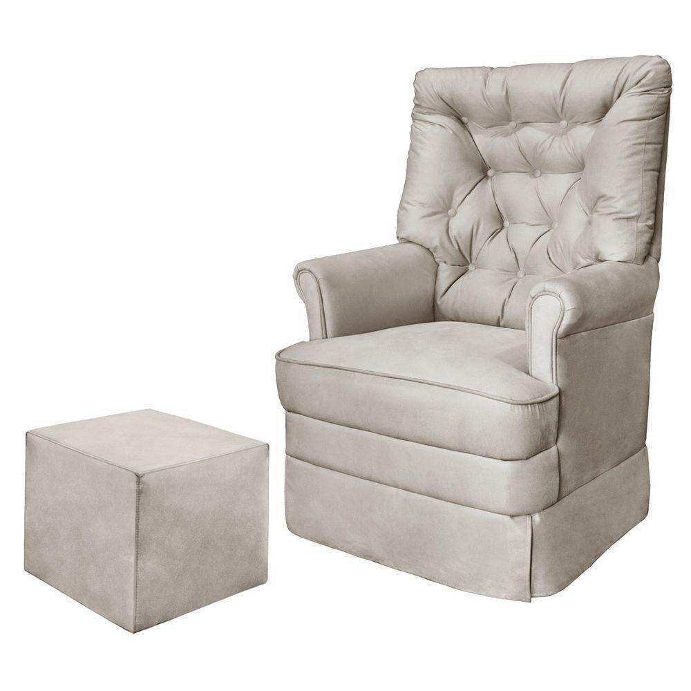 Poltrona De Amamentação Com Balanço E Puff Reto Alana Cor Suede Bege Phoenix Baby - 1