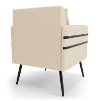 Poltrona Mari Linho Pés Palito De Ferro Preto A19 Bege - 6