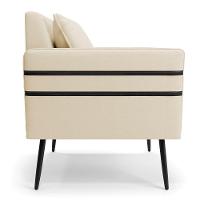 Poltrona Mari Linho Pés Palito De Ferro Preto A19 Bege - 7