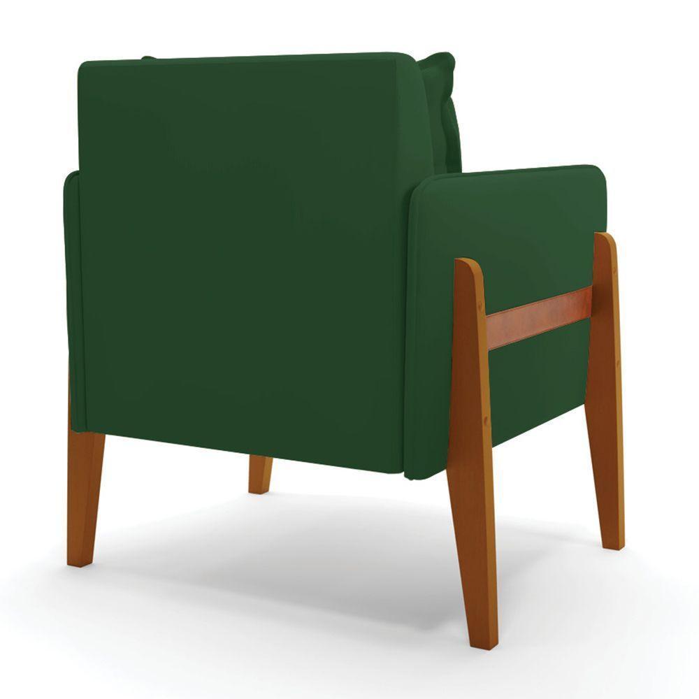 Poltrona Lana Veludo Verde Base De Madeira - D'rossi - 5