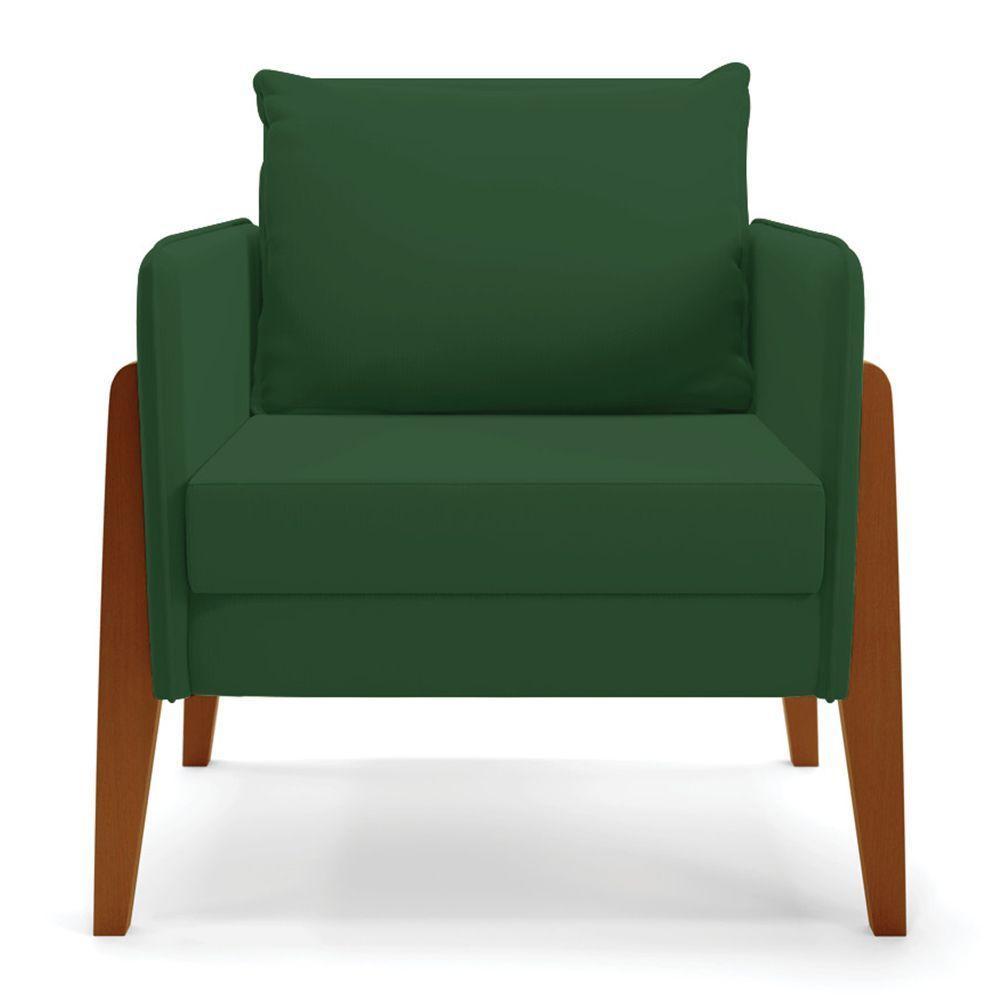 Poltrona Lana Veludo Verde Base De Madeira - D'rossi - 7