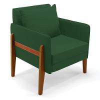 Poltrona Lana Veludo Verde Base De Madeira - D'rossi - 1