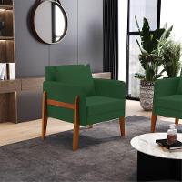 Poltrona Lana Veludo Verde Base De Madeira - D'rossi - 8