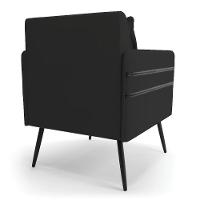 Kit 02 Poltronas Veludo Pés Palito De Ferro Preto Preto - 6