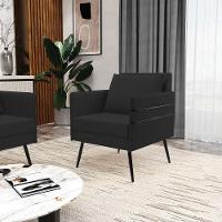 Kit 02 Poltronas Veludo Pés Palito De Ferro Preto Preto - 9