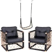 1 Balanço Suspenso E 2 Poltronas Em Alumínio Corda Náutica - 1