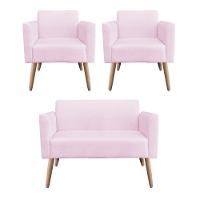 Kit 01 Namoradeira 02 Poltronas Marisa Rosa Bebê - 3