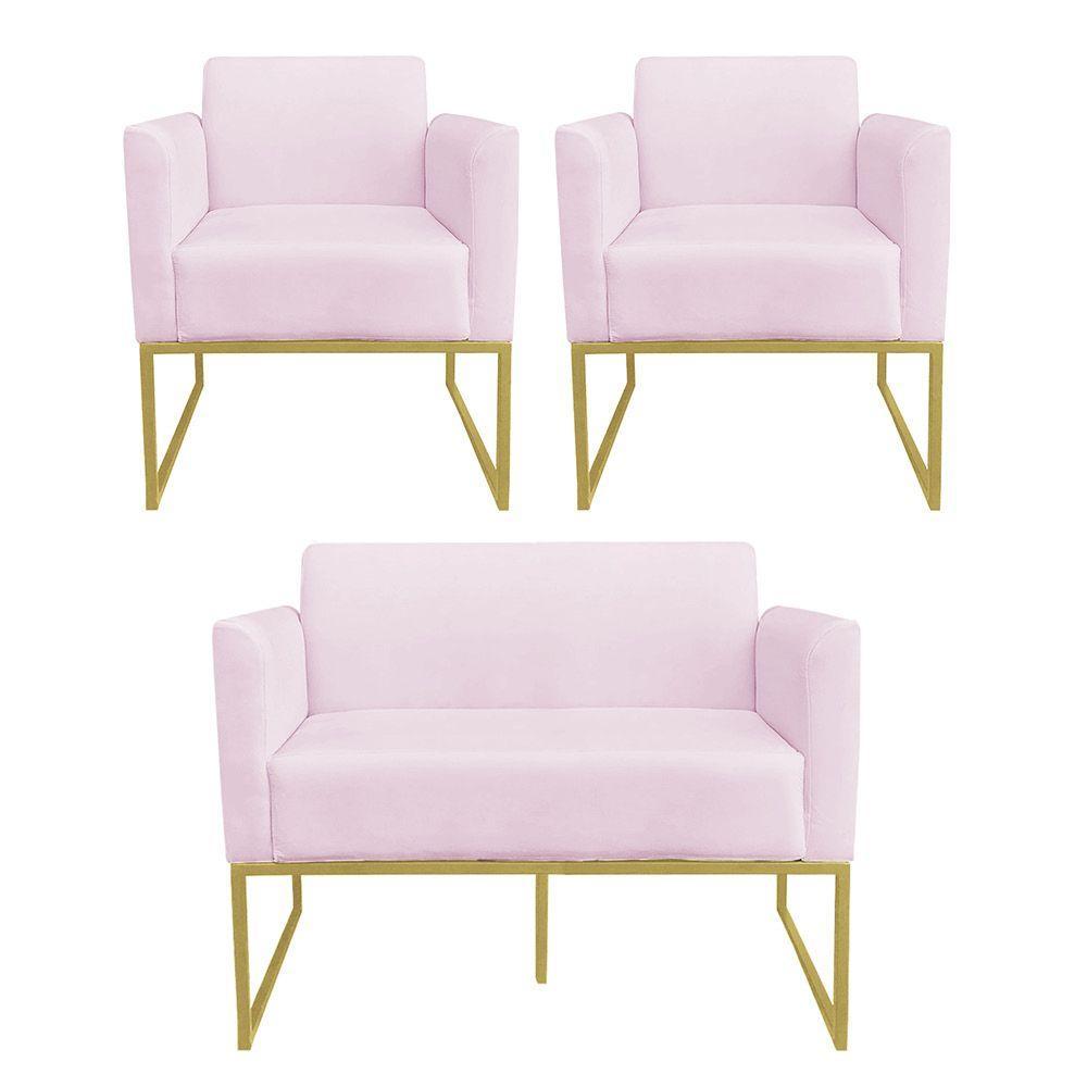 Kit 01 Namoradeira 02 Poltronas Marisa Rosa Bebê - 4