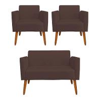 Kit 01 Namoradeira 02 Poltronas Marisa Marrom - 7