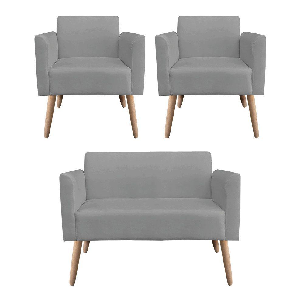 Kit 01 Namoradeira 02 Poltronas Marisa Grafite - 3